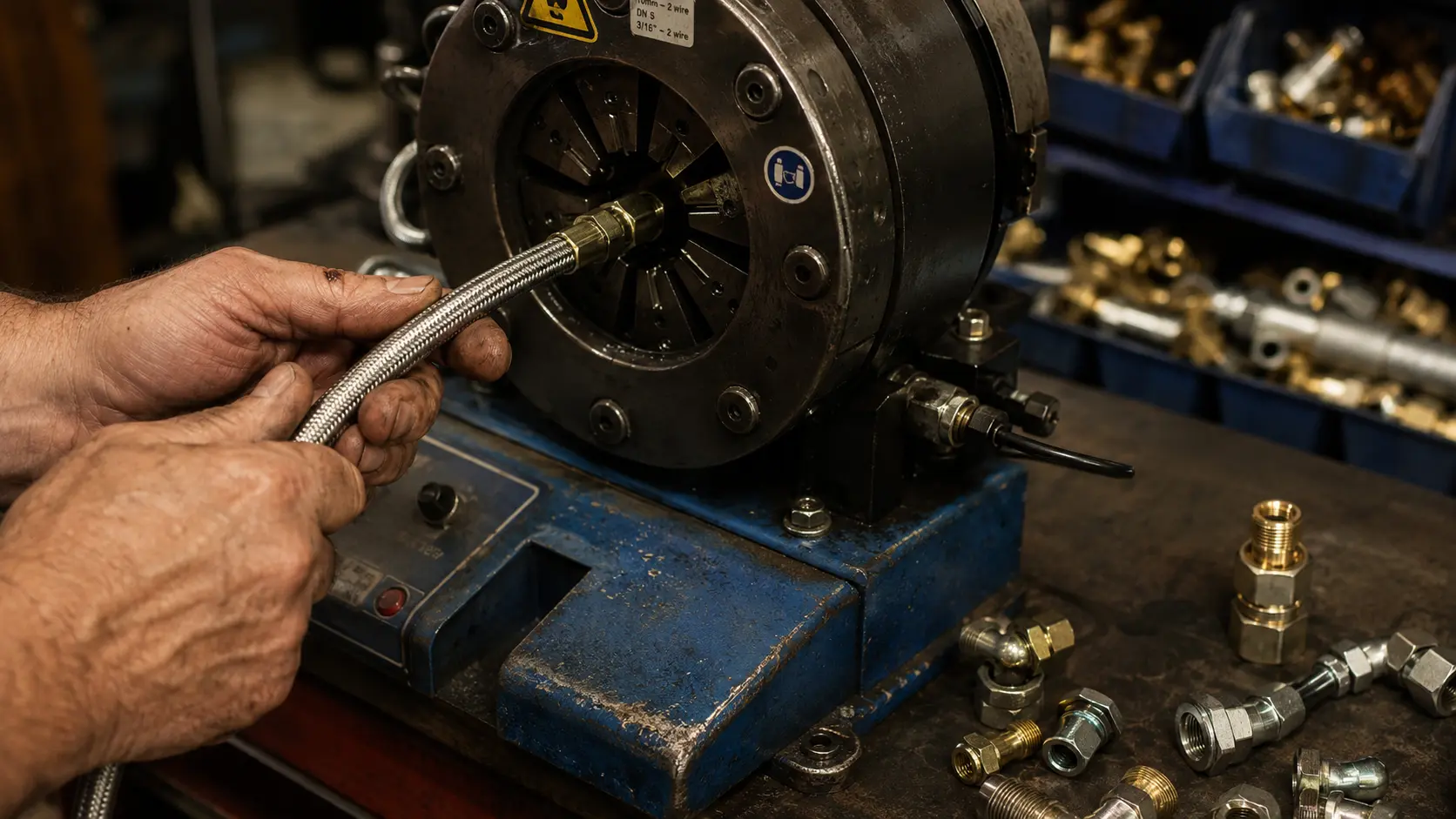 A man working on a custom brake lines